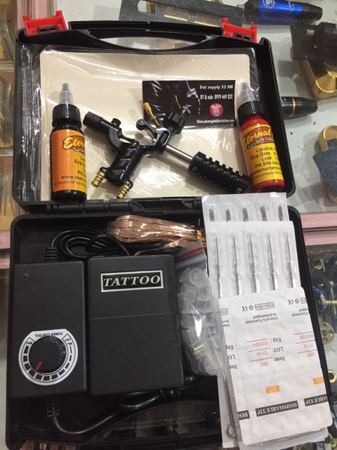 Combo 1 máy xăm rotary flydragon /bộ mầu đen