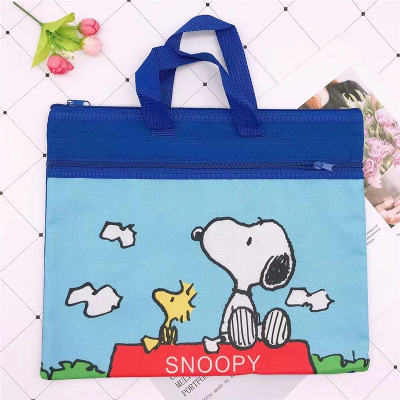 Túi Đựng Tài Liệu Bằng Vải Oxford Hai Lớp Có Khóa Kéo Họa Tiết Hoạt Hình
