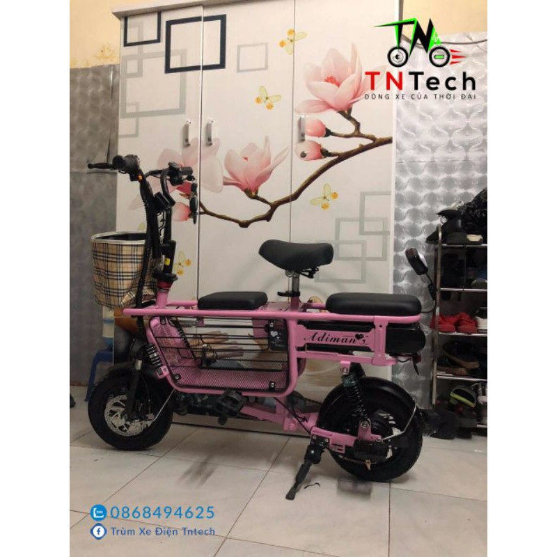 Xe điện mẹ con ADIMAN X1 CHÍNH HÃNG 3 ghế có giỏ thú