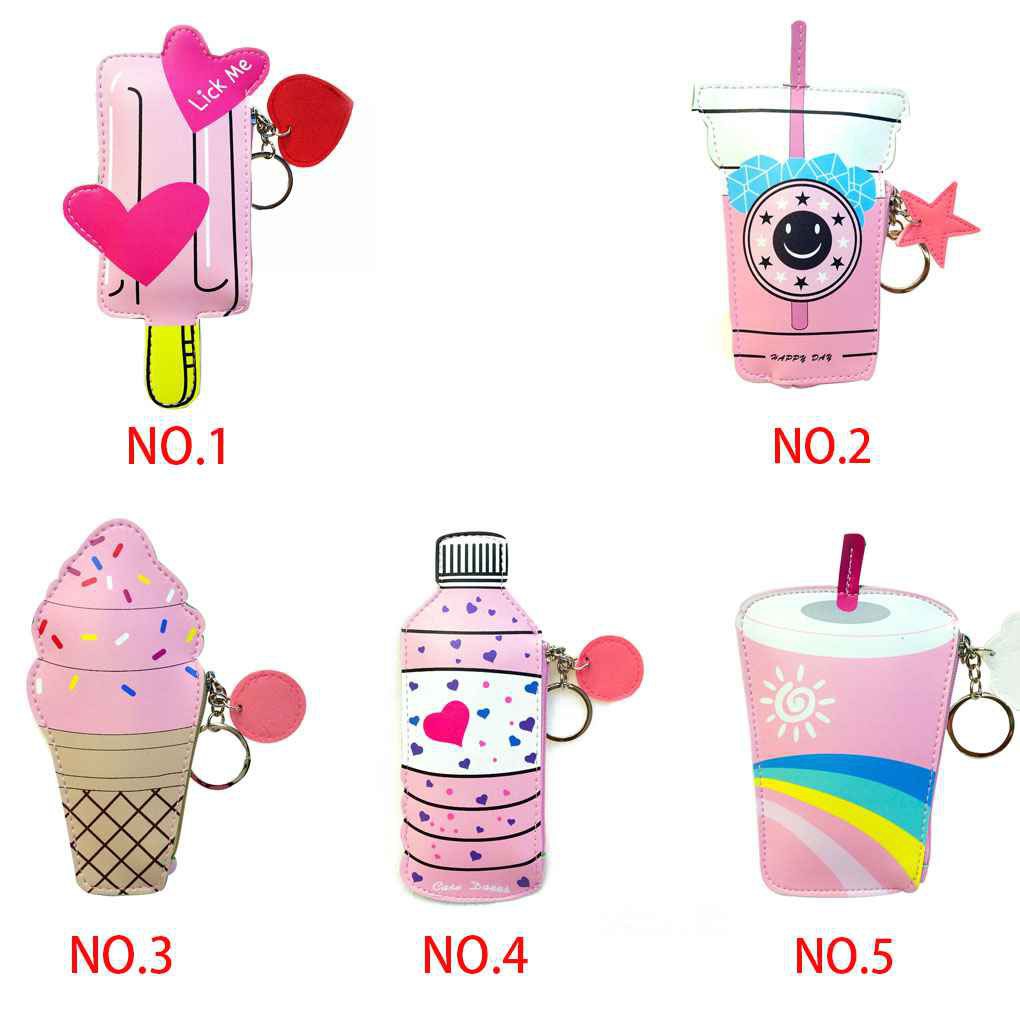 Cartoon Women Coin Purses And Handbags Cute Icecream Bottle Leather Pouch Small Bag