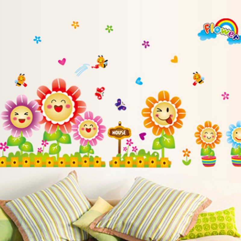 Decan dán chân tường cho bé yêu Hoa mặt trời - decal cao cấp có keo sẵn dán dễ dàng tại nhà AMYSHOP