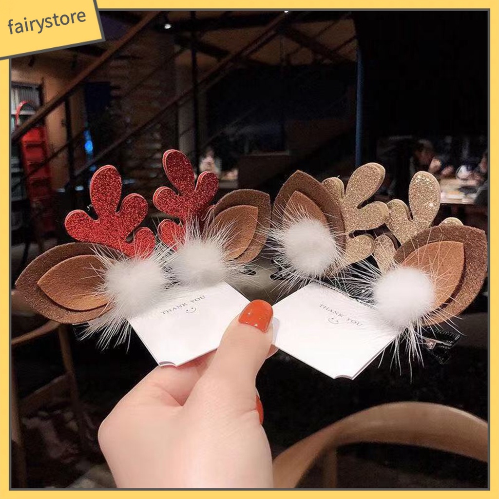 1 Cặp Kẹp Tóc Hình Sừng Hươu Bằng Thép Không Gỉ Dễ Thương