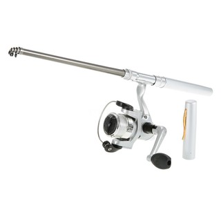 Cần câu cá mini bằng nhôm màu tím + máy câu cá