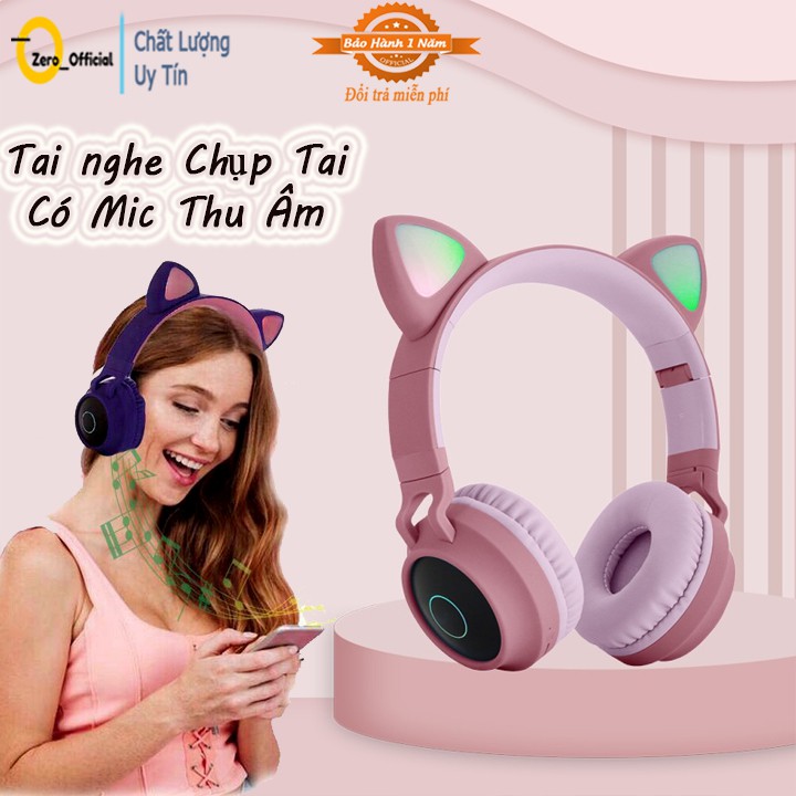 Tai nghe blutooth có mic, tai nghe mèo bluetooth 5.0 cao cấp- bảo hành 1 năm.