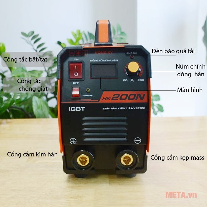 [Mẫu mới nhất 2021] Máy hàn que điện tử Hồng Ký HK 200N hàn 1.6mm - 3.2mm