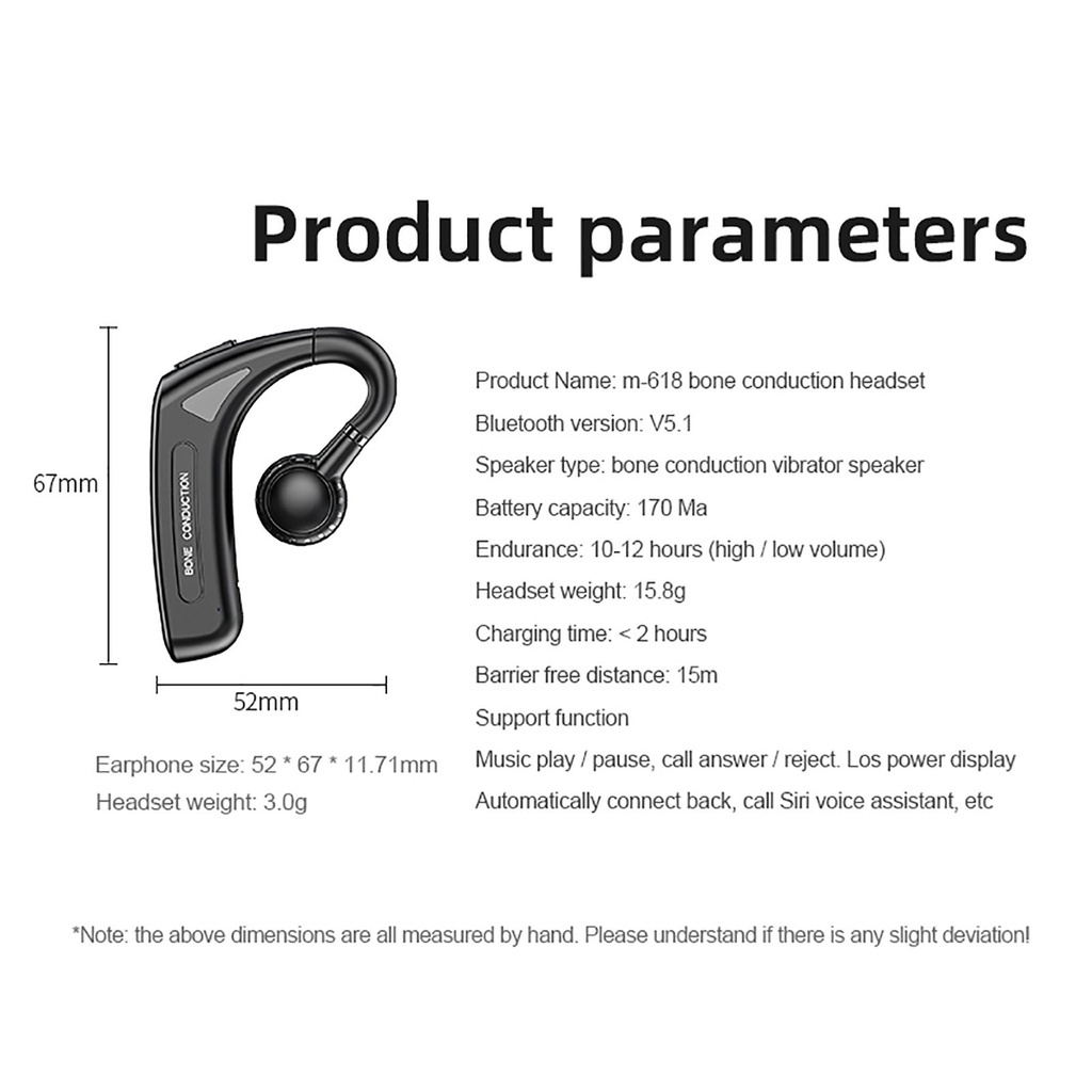 Tai Nghe Bluetooth Gắn Vành Tai Truyền Âm Qua Xương