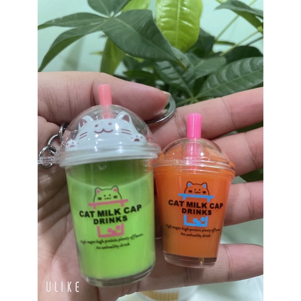 Móc khoá trà sữa mèo trân châu
