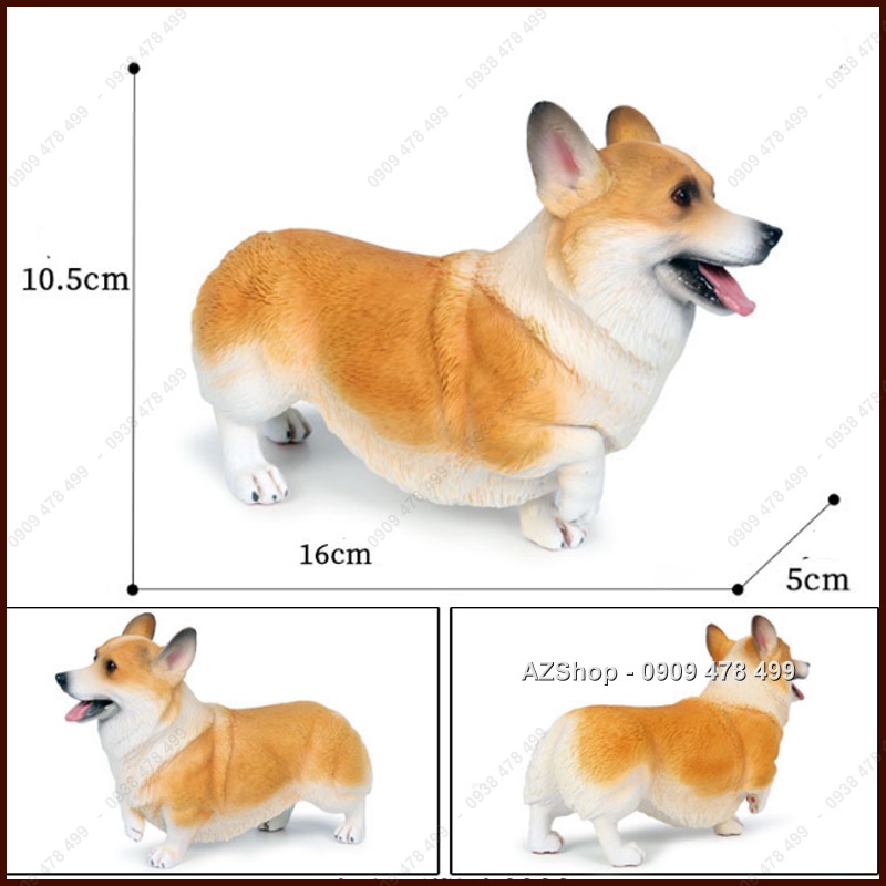 Mô Hình Chó Corgi Đáng Yêu Size Lớn - Dài 16cm