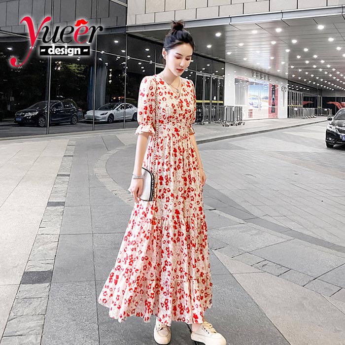 Đầm Voan Dài Tay Ngắn Lưng Cao Co Giãn Size S-Xxl