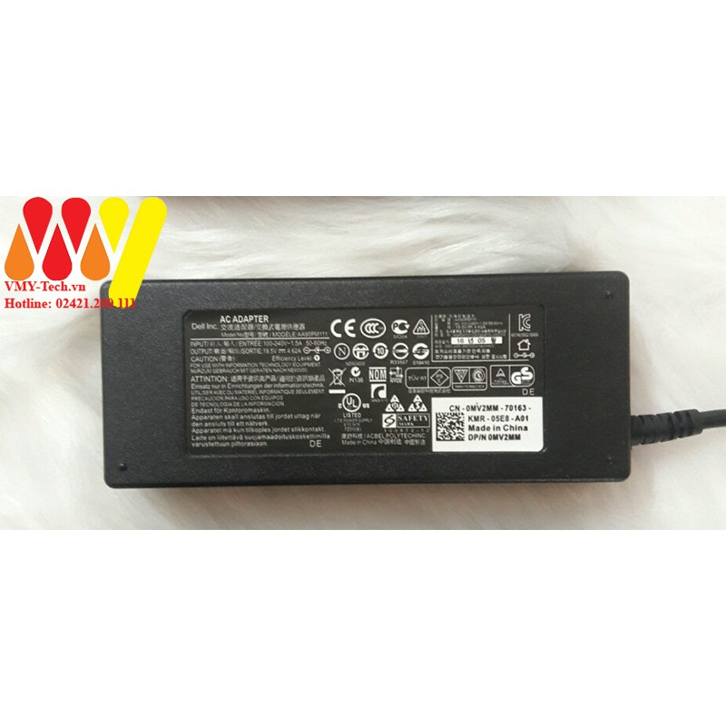 Sạc laptop Dell 19.5V 4.62A Chân Kim To - 3542 3543 3521 3757 7537 5447 5448 5547 5548 3330 Adapter Tặng kèm dây nguồn