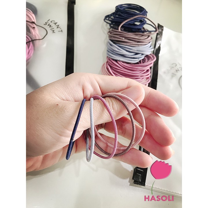 Chun Buộc Tóc Túi Zip 100 sợi, Dây Buộc Tóc Hàn Quốc