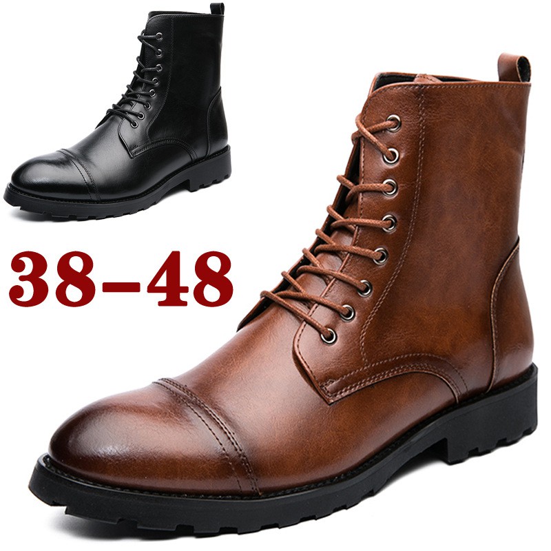 2021 spring new Martin boots men's large size high-top men's shoes Chelsea short boots barber two joint leather shoes