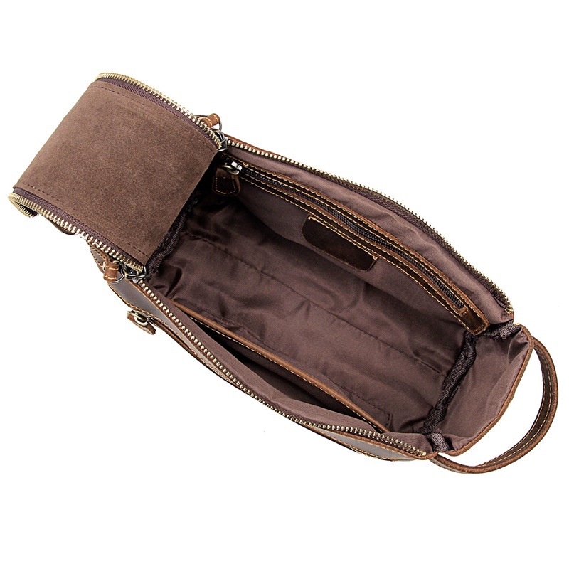 Túi đựng đồ cá nhân nam Bụi leather – T102, da bò sáp ngựa điên- Crazy horse, màu nâu, thời trang cao cấp, BH 24 tháng