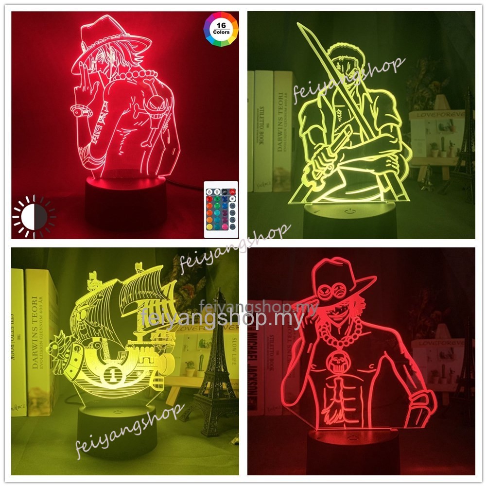 Đèn Led 3d Hình Nhân Vật Luffy Ace Sunshine Roronoa Zoro Trong Phim Hoạt Hình One Piece