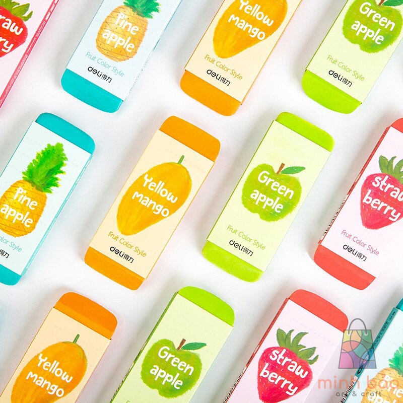 GÔM TẨY SIÊU TO DELI HÌNH VẼ HOA QUẢ - CỠ LỚN DÙNG LÂU DÀI ÍT VỤN TẨY SẠCH KHÔNG GÃY XÓA CHÌ 2B DÀNH CHO HỌC SINH 71050