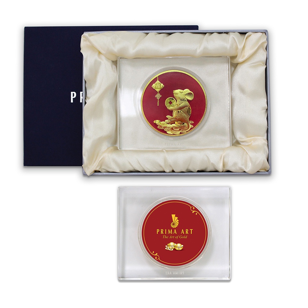 Quà Tặng Vàng 24K PRIMA ART - Chuột may mắn Size 10x12cm - DGS-0029-06