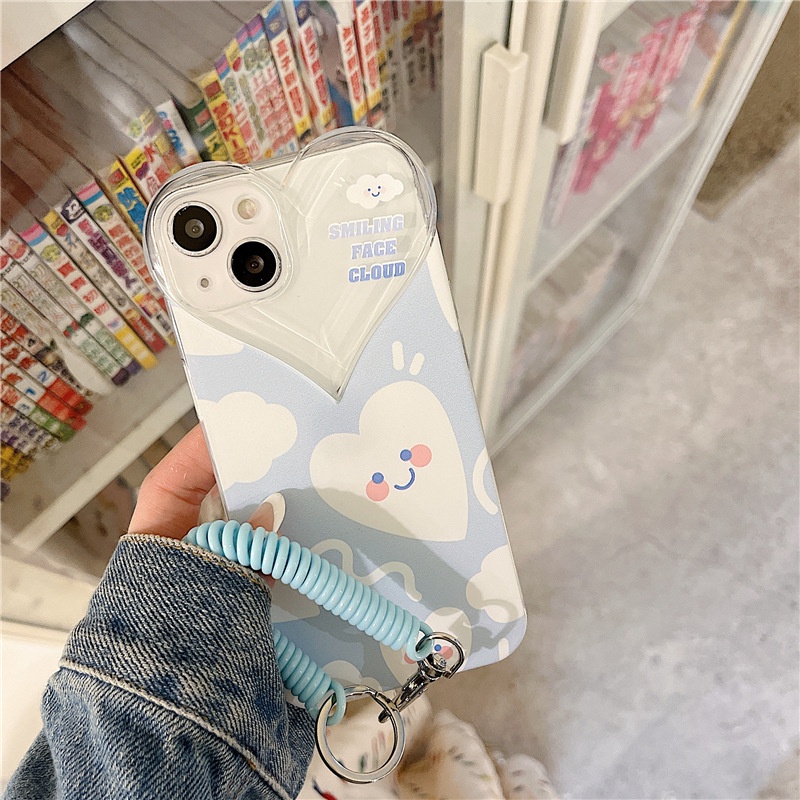 Ốp Điện Thoại Silicone tpu Hình Mặt Cười Có Dây Đeo Cho iPhone 13 12Pro 11 7/8Plus 6 7 8Plus Xs Xr Max