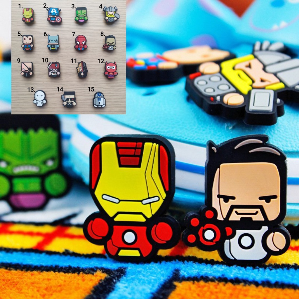 Sticker - Jibbitz - Nút gắn dép sục 2D hình siêu nhân