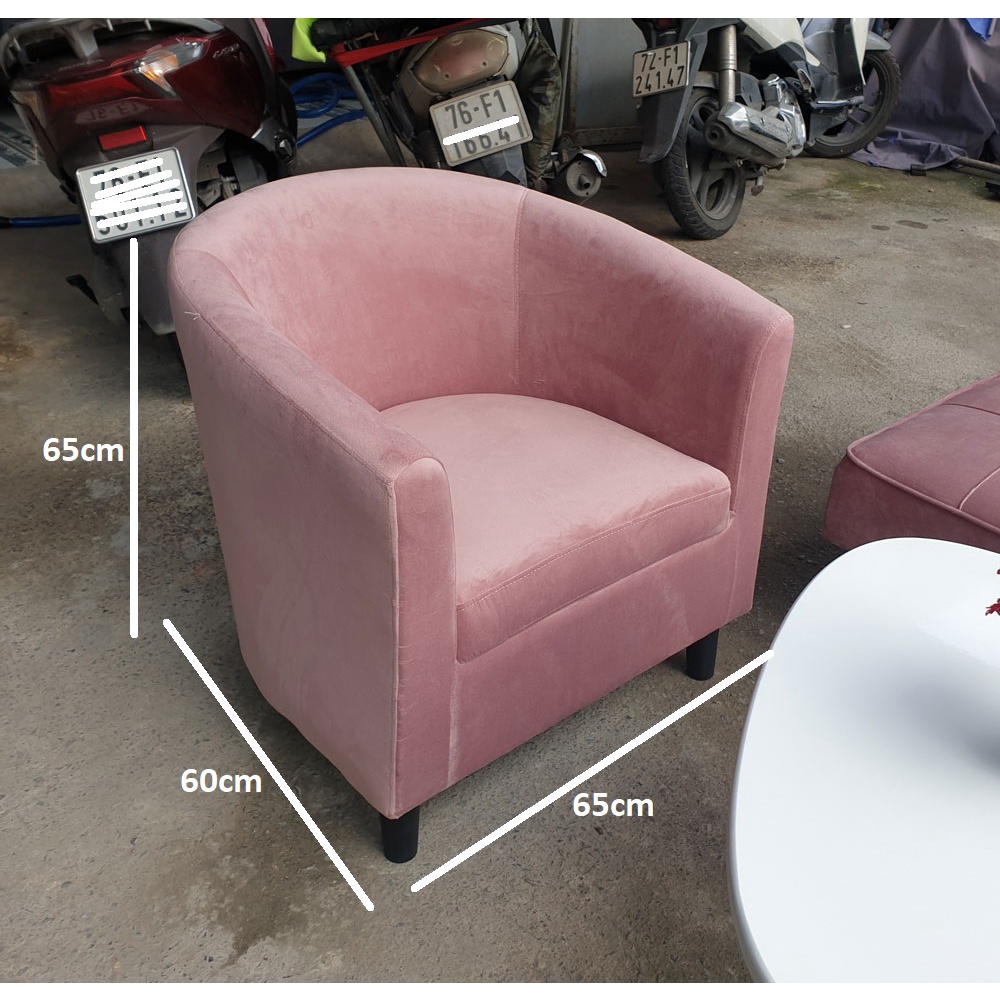 Bộ Ghế Sofa Bed Nhỏ Xinh 1m2 Màu Hồng Phấn Vải Nhung Chân Kim Loại Bền Chắc Thương Hiệu Gỗ Xanh