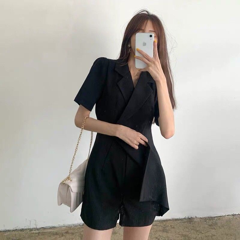 Jumpsuit dáng váy cổ vest thời trang, vải vest đẹp dày dặn (kèm ảnh thật)