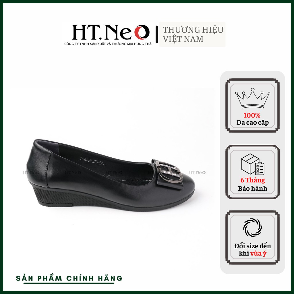 Giày nữ - giày xuồng nữ HT.NEO da bò nguyên miếng siêu mềm kết hợp đế xuồng 3 phân tôn dáng cực đẹp, nhẹ nhàng (Nu71)