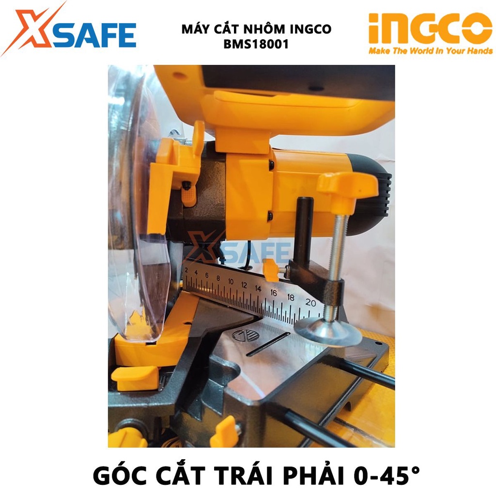 Máy cắt nhôm INGCO BMS18001T công suất 1800W, kích thước lưỡi cưa 255x25.4mm, kèm 1 lưỡi cưa TCT - chính hãng