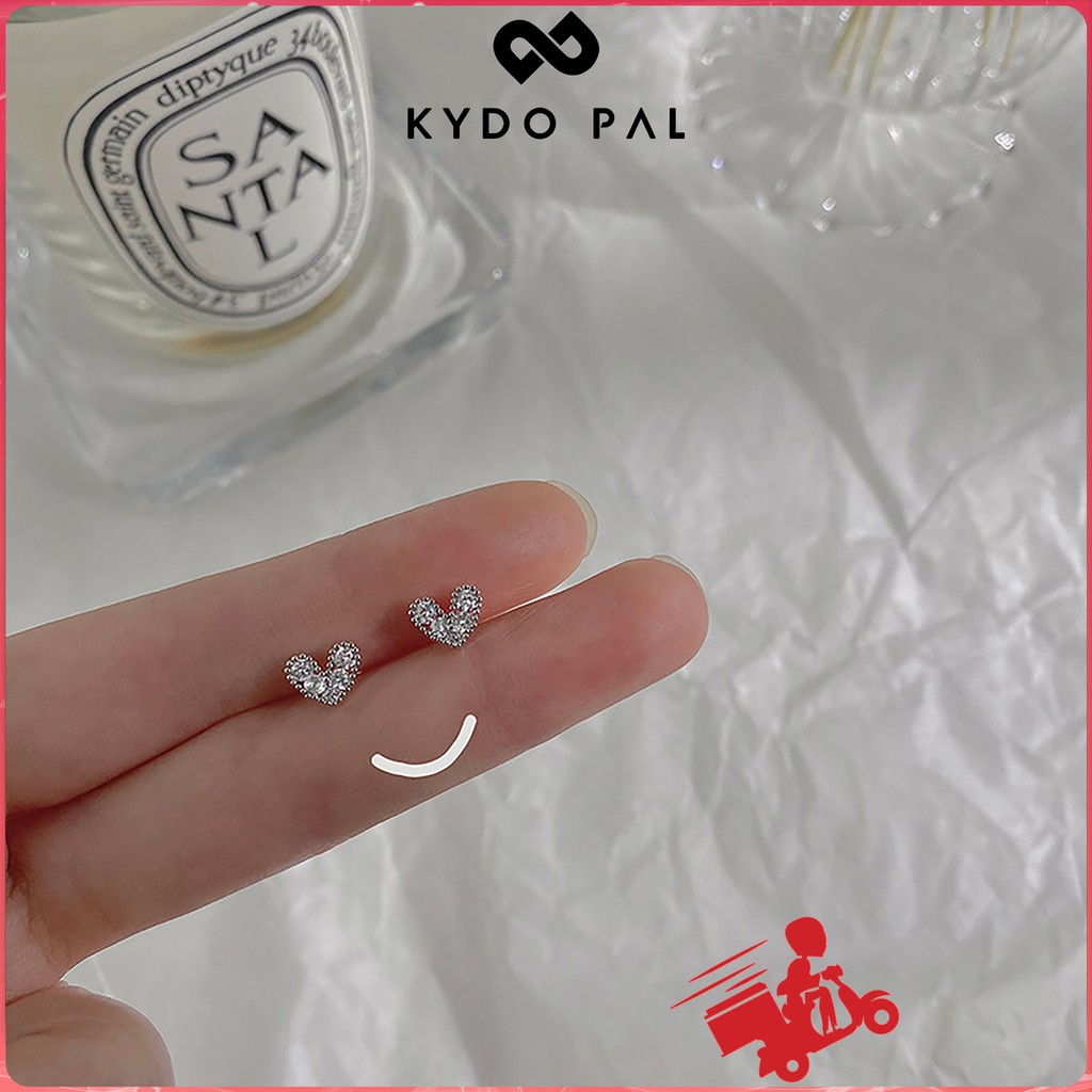 Bông tai nữ bạc 925 cá tính khuyên tai trái tim dễ thương MK18 - KYDO Trang sức phụ kiện