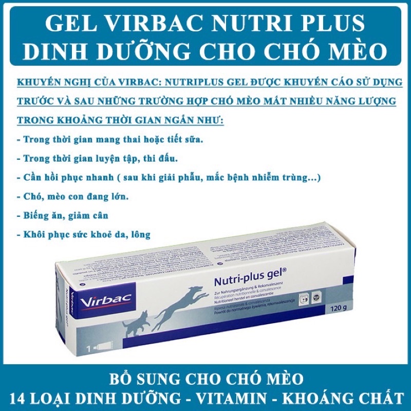 Gel Dinh Dưỡng Virbac Nutri Plus Gel 120,5g Cho Chó Mèo Biếng Ăn Gầy Gọc Đảo Chó Mèo Official