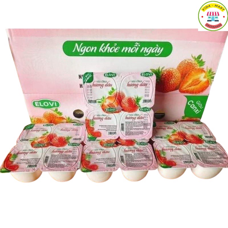 Sữa Chua Elovi 70gr Có Đường Thùng 48 Hộp Date Mới Nhất Tăng Cường Sức Đề