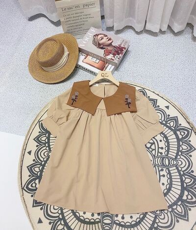 Áo sơ mi cộc tay cổ pha thêu babydoll xinh