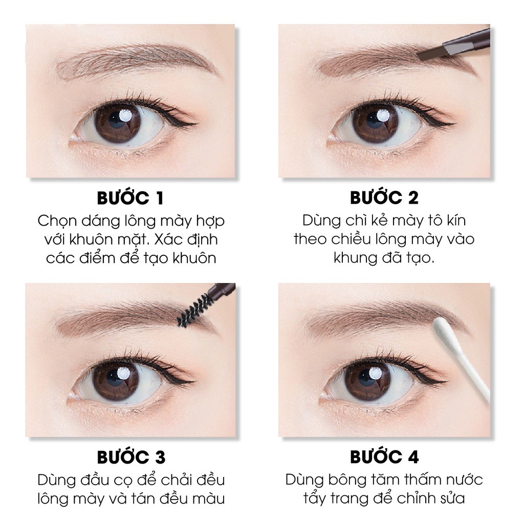 Bút kẻ lông mày 2 đầu tiện dụng chống nước lâu trôi dễ kẻ