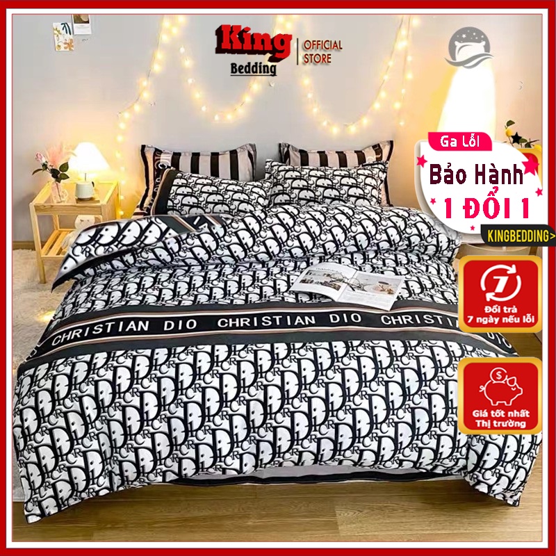 Bộ Chăn Ga Gối Dio Trắng m2/m4/m6/m8 Ga Giường 3 Món, 4 Món Cotton Poly Thoáng Mát, Dành Cho Đệm Dưới 10cm