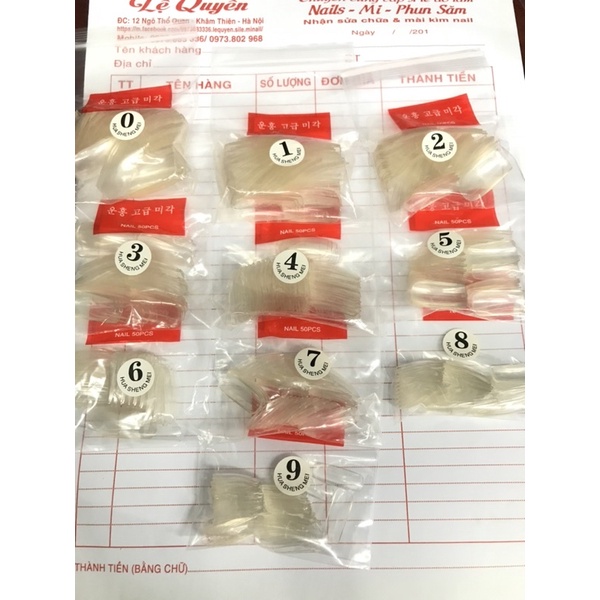 Móng lẻ size 0,1,2,3,4,5,6,7,8,9 làm nail có móng úp và nối chọn tại đây