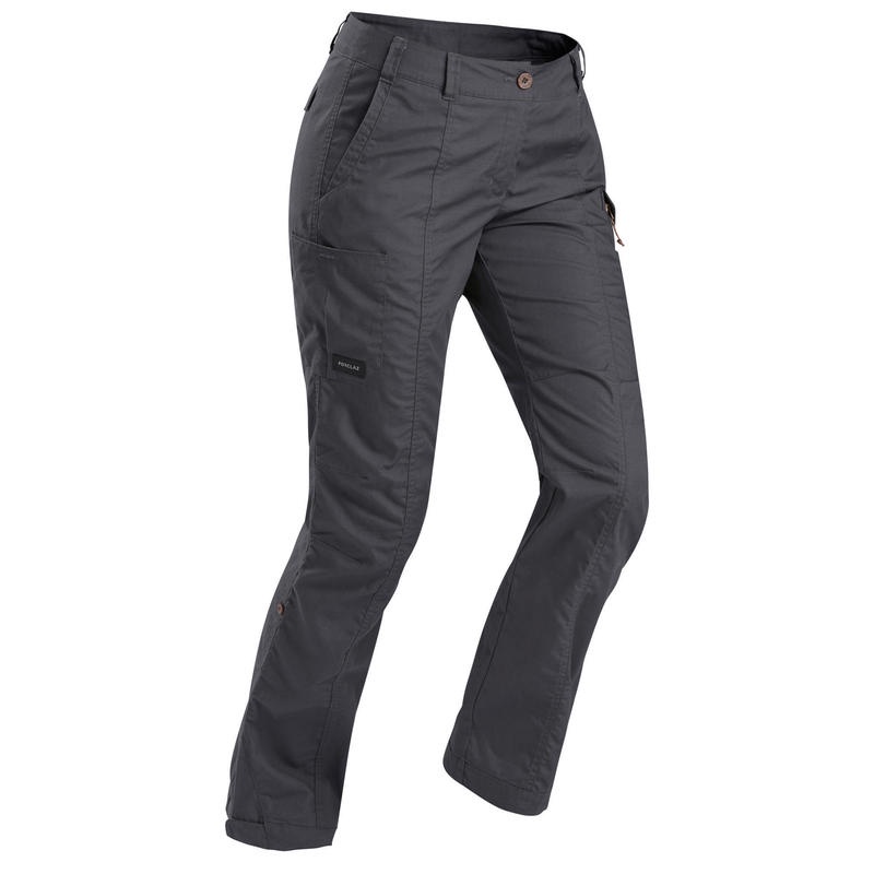 Quần dài trekking travel100 cho nữ - xám sẫm Decathlon Forclaz