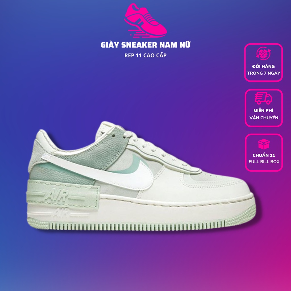 Giày 𝗡𝗶𝗸𝗲 𝗔𝗙𝟭 Nam Nữ Màu Xanh Lá Full Box, Giày Thể Thao Sneaker Nike Air Force 1 Shadow Pistachio Frost Nam Nữ