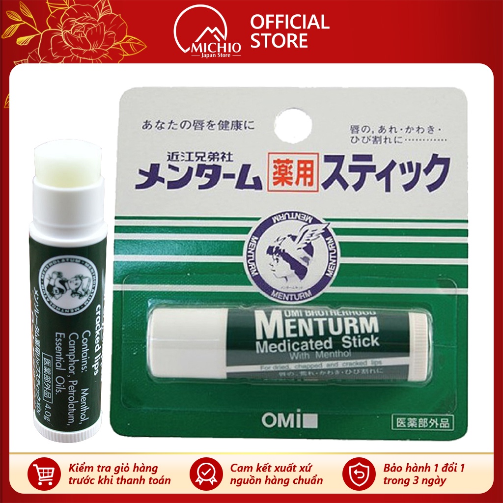 Son dưỡng môi OMI Brotherhood Menturm Medical Lip Balm Stick (4g) không màu chống khô nứt nẻ