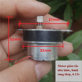 Motor giảm tốc siêu khỏe, bánh răng thép, 4-12v