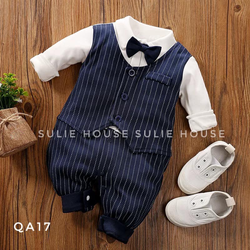 Set body vest công tử kẻ xanh - QA17