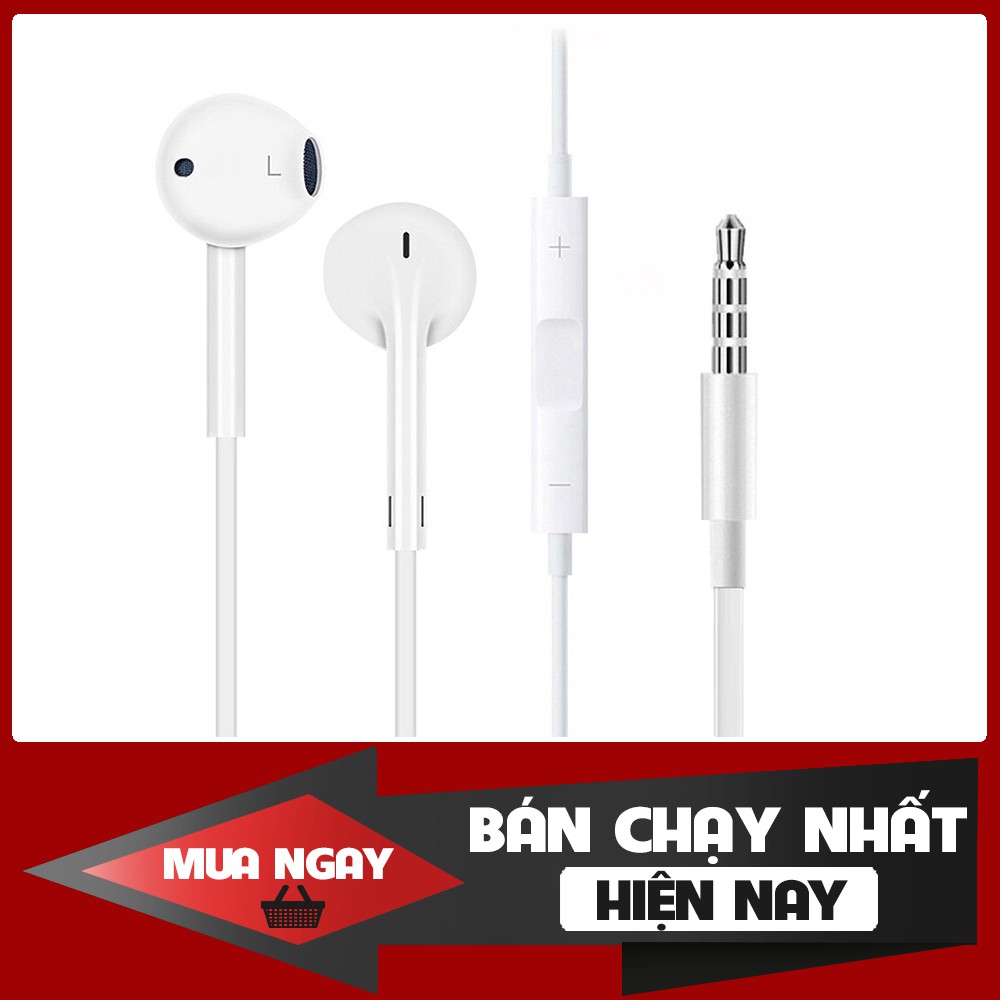 Tai nghe có dây với giắc cắm 3.5mm màu trắng cho điện thoại Android/iPhone 5 6