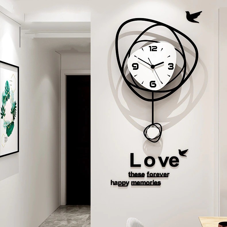 Đồng hồ treo tường quả lắc CL041 - Trang trí phòng khách - Kích thước: 35x52.5, 40x60 cm