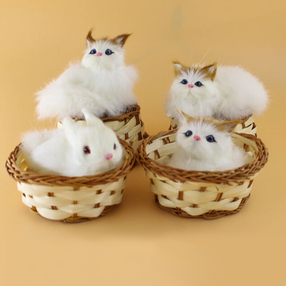 Mô Hình Mèo / Thỏ / Chó Mini Bằng Lông Nhung Dễ Thương Xinh Xắn
