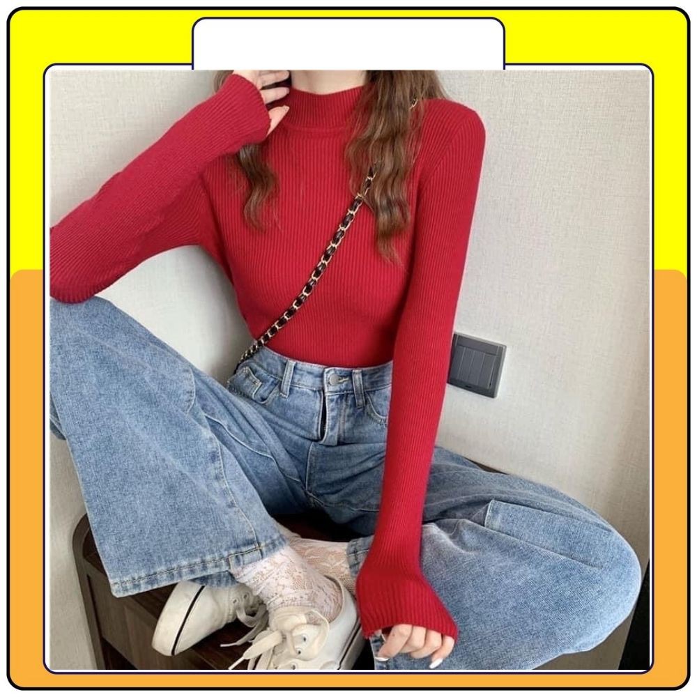 Áo len tăm nữ dài tay cổ 3 phân freesize phong cách Hàn Quốc, áo body kiểu dáng basic nhiều màu Queenshop | BigBuy360 - bigbuy360.vn
