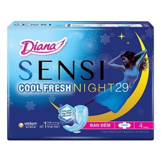 Băng vệ sinh Diana Ban đêm Sensi Cool Fresh có cánh 29cm