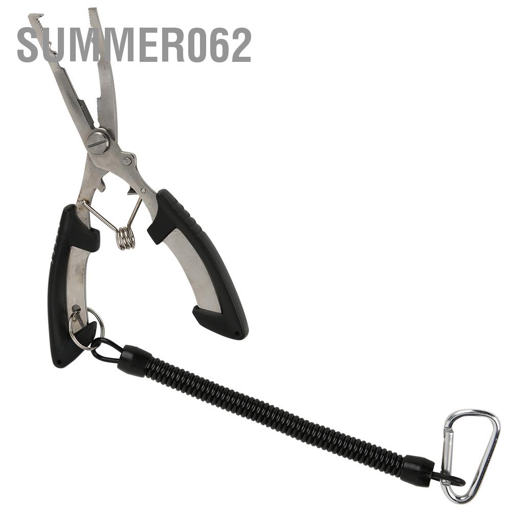 Summer062 Aluminium Alloy Fishing Lure Pliers with Rubber Non-slip Handle Lanyard Tackle