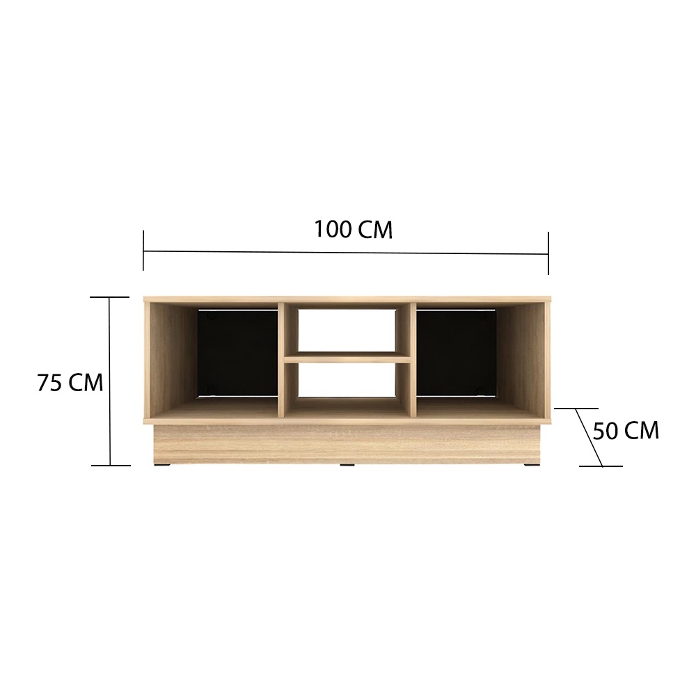 HomeBase ME LIVING Tủ Tivi bằng gỗ ép hai cửa trượt Thái Lan SSUPRA W100XD50XH75cm màu gỗ sồi/xám
