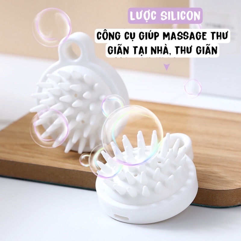 Lượt Gội Đầu Silicon Massage - Lược Chải đầu Silicone giúp chống gãy rụng, gỡ rối tóc