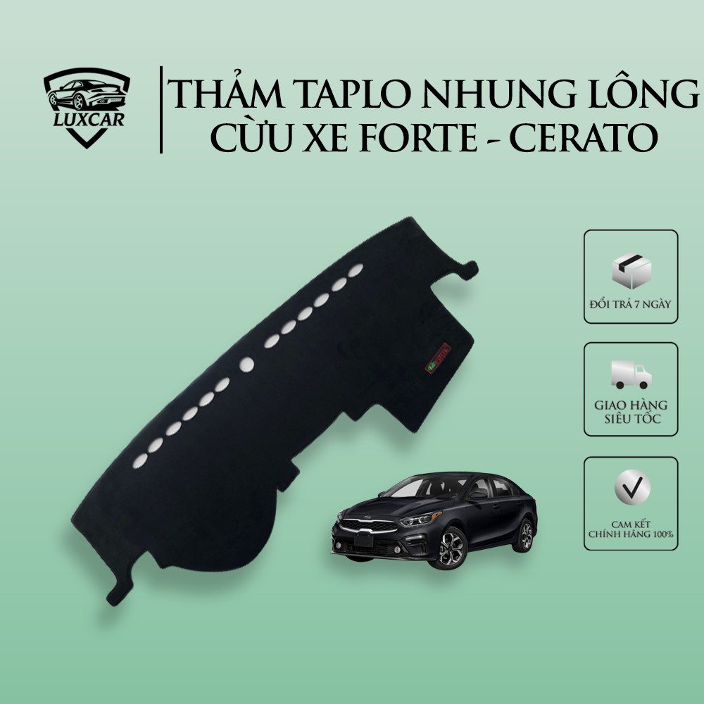 Thảm taplo nhung lông cừu LUXCAR xe KIA FORTE,CERATO 2009-2013 | Đế cao su cao cấp chống nóng,chống trượt