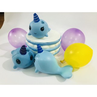 (thegioidochoi127)  SQUISHY CÁ VOI XANH MỌC SỪNG  – mẫu đồ chơi an toàn và sáng tạo- đồ chơi dễ thương cho trẻ LINHPI