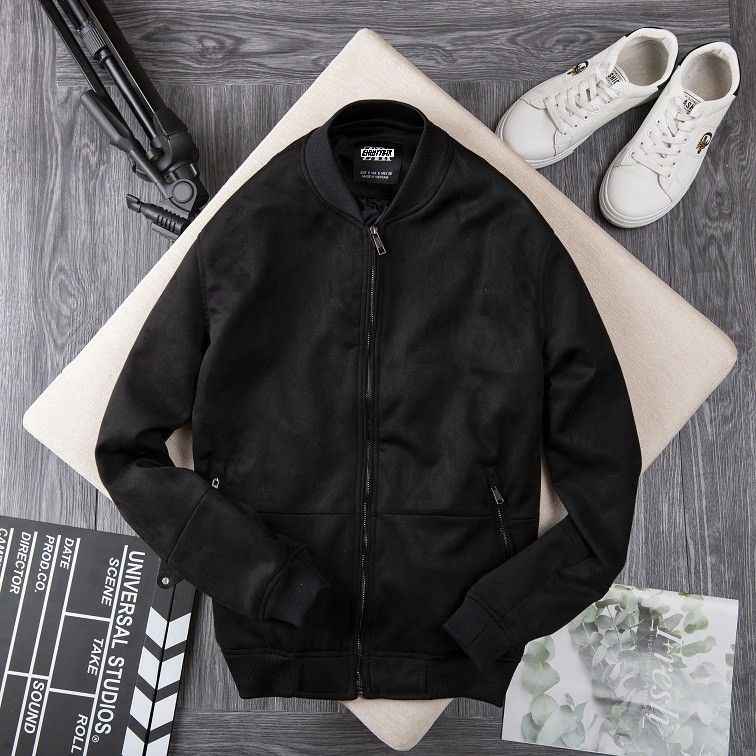 Áo Khoác Nam Bomber Da Lộn Chất Siêu Dày Xịn Xò 4 Màu Thời Trang AKBM