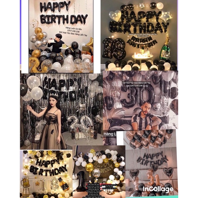 Set Bóng HAPPY BIRTHDAY Trắng Đen Hot Trend